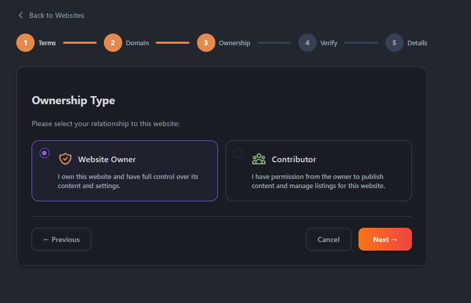 Sahiplik Türü Seçimi